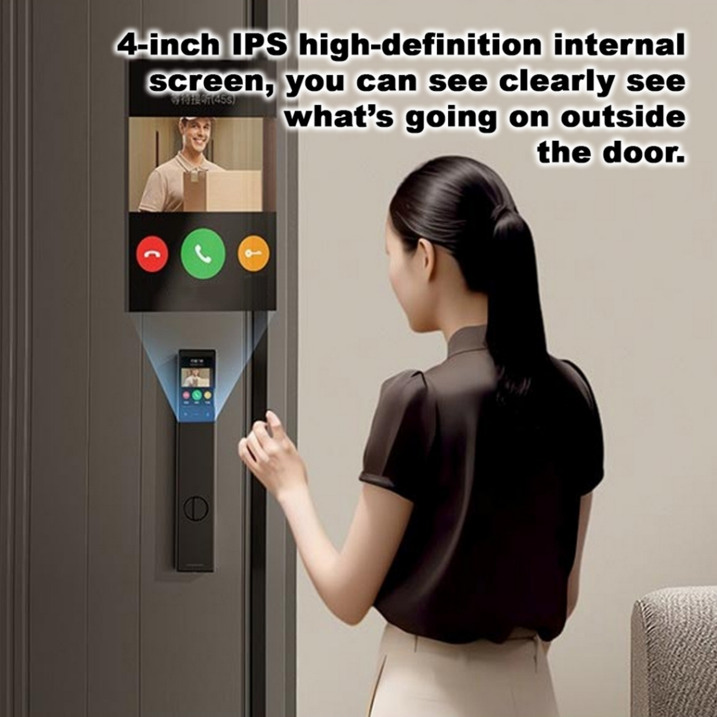 Cerradura digital con reconocimiento facial, timbre visual, intercomunicador, pantalla 4" IPS HD, I. A. ORVIBO Smart Lock V5 Face (unidad)