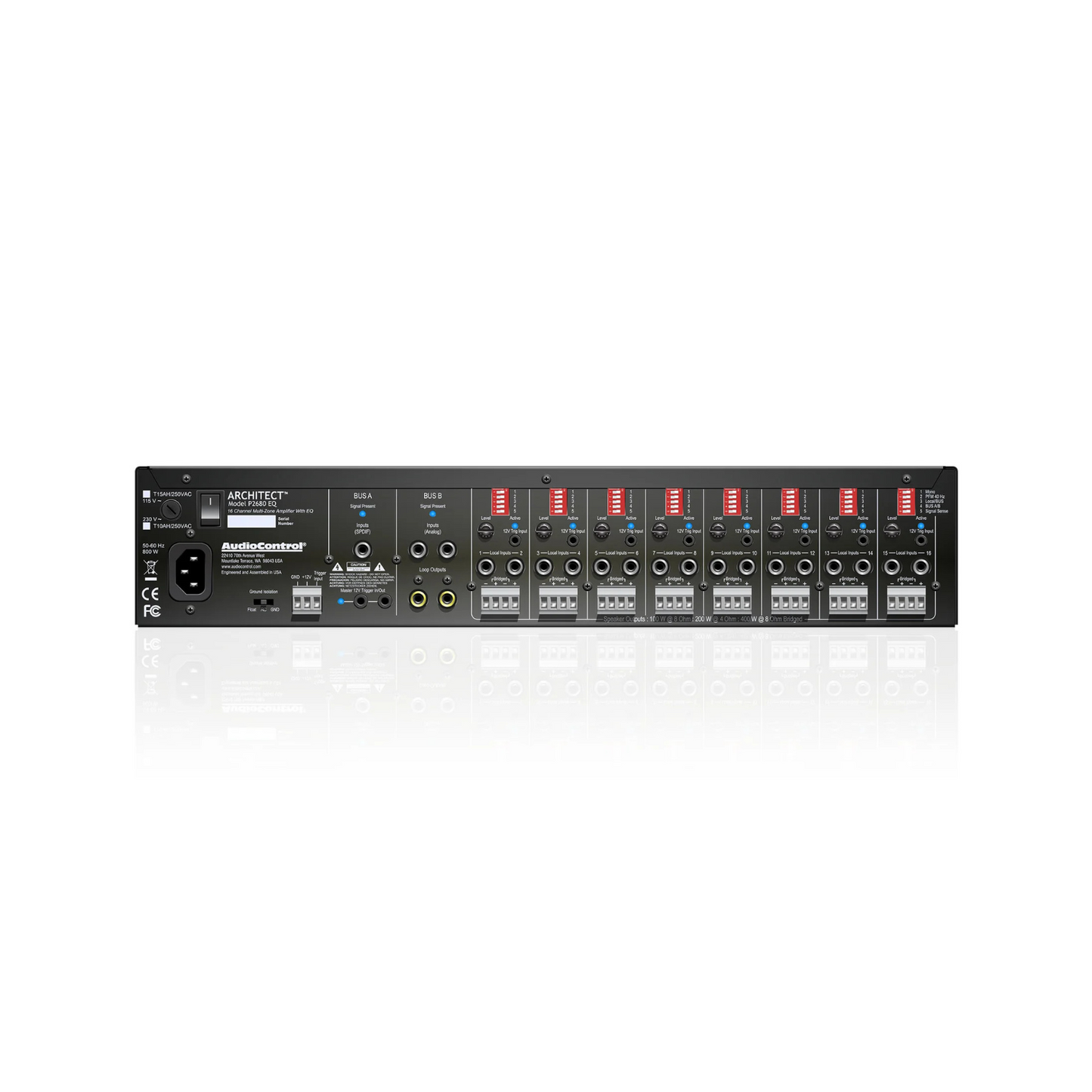 Amplificador multi zona de alta potencia & EQ 16 canales 8 zonas AUDIOCONTROL ARCHITECT P2680 EQ (unidad)