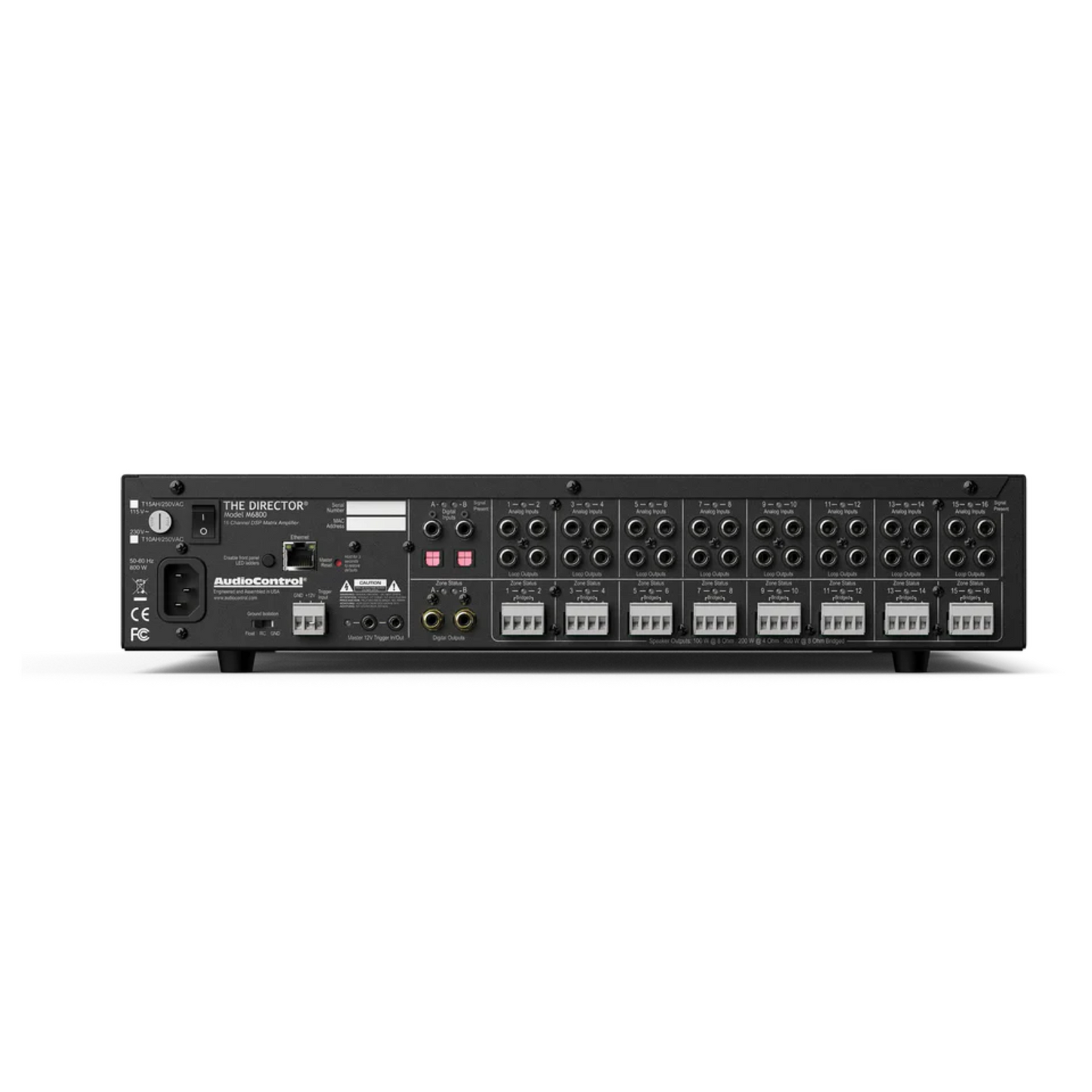 Amplificador multi zona de alta potencia, DSP & matriz de audio 16 canales 8 zonas AUDIOCONTROL DIRECTOR M6800 (unidad)