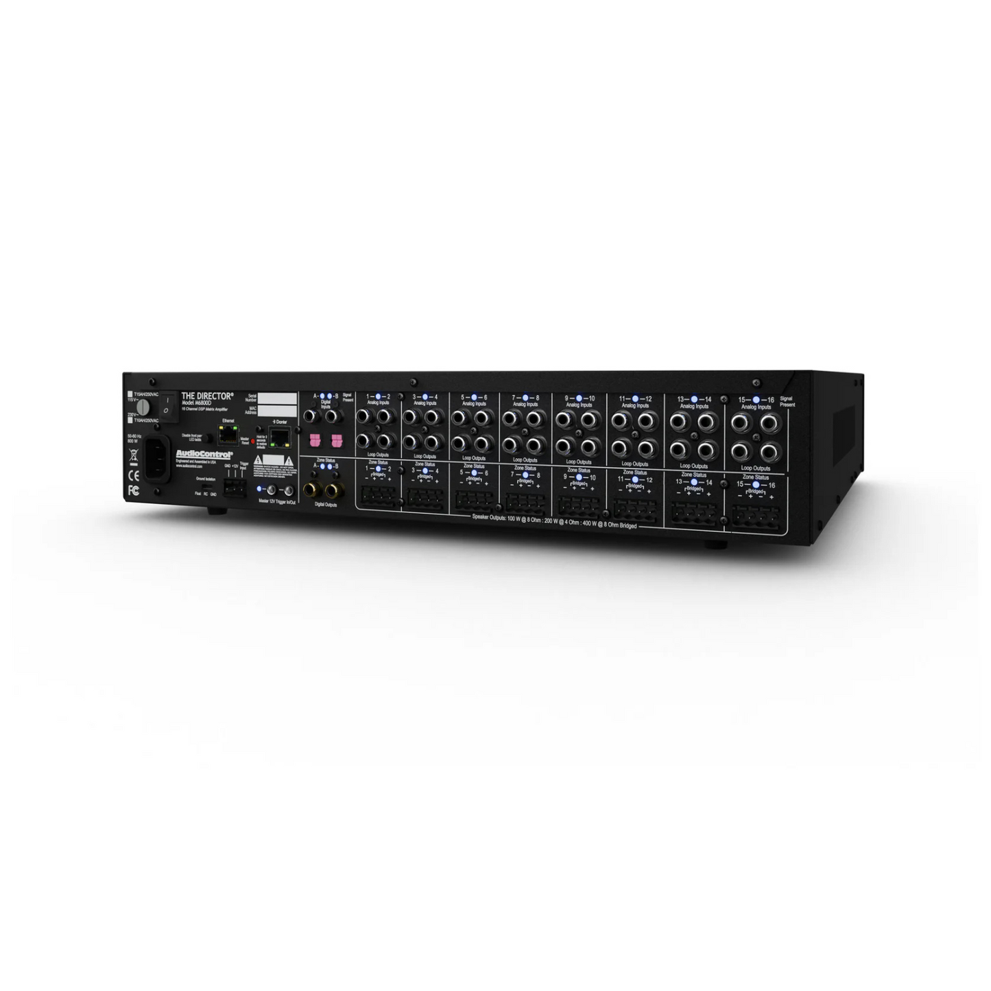 Amplificador multi zona de alta potencia, DSP, matriz de audio & DANTE 16 canales 8 zonas AUDIOCONTROL DIRECTOR M6800D (unidad)