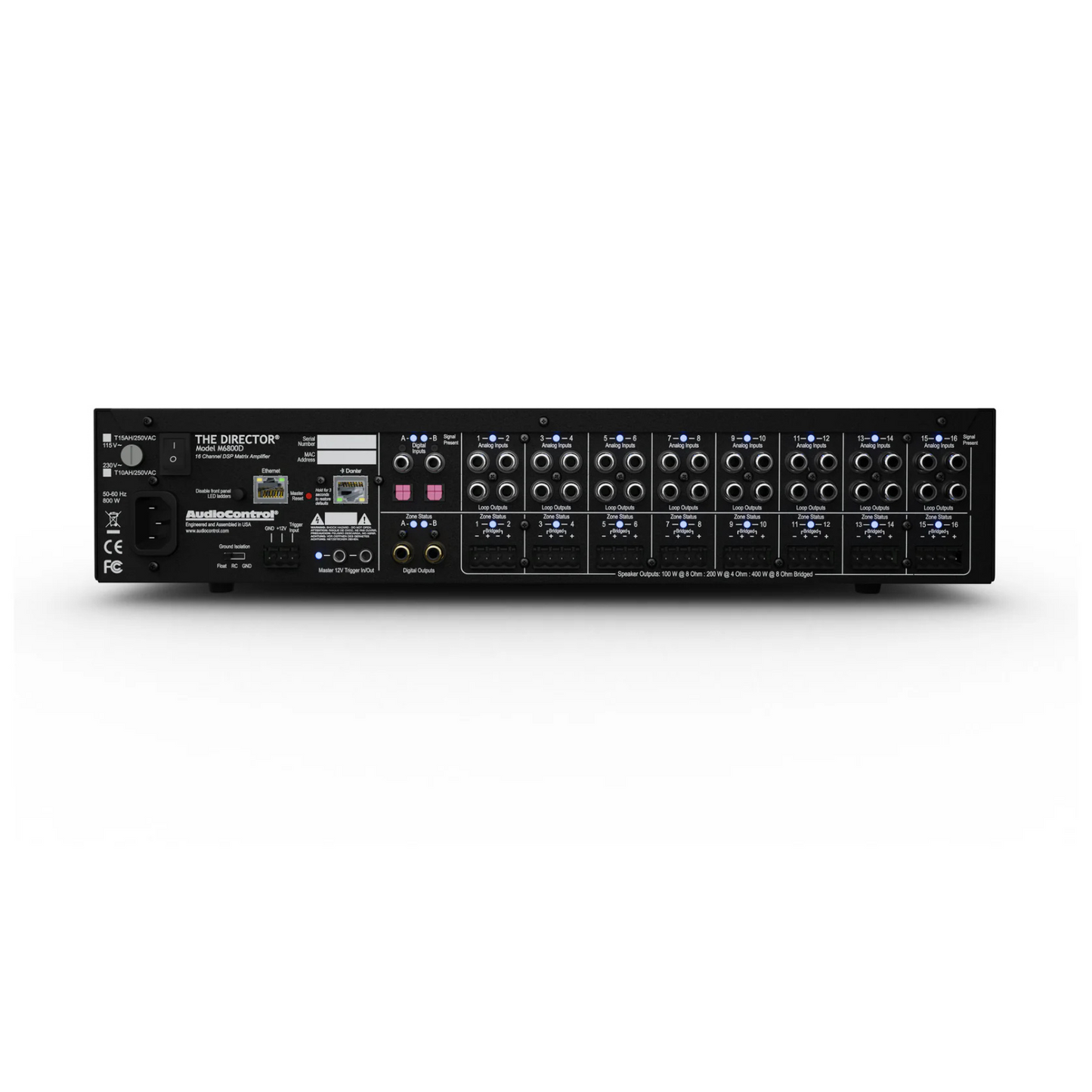 Amplificador multi zona de alta potencia, DSP, matriz de audio & DANTE 16 canales 8 zonas AUDIOCONTROL DIRECTOR M6800D (unidad)