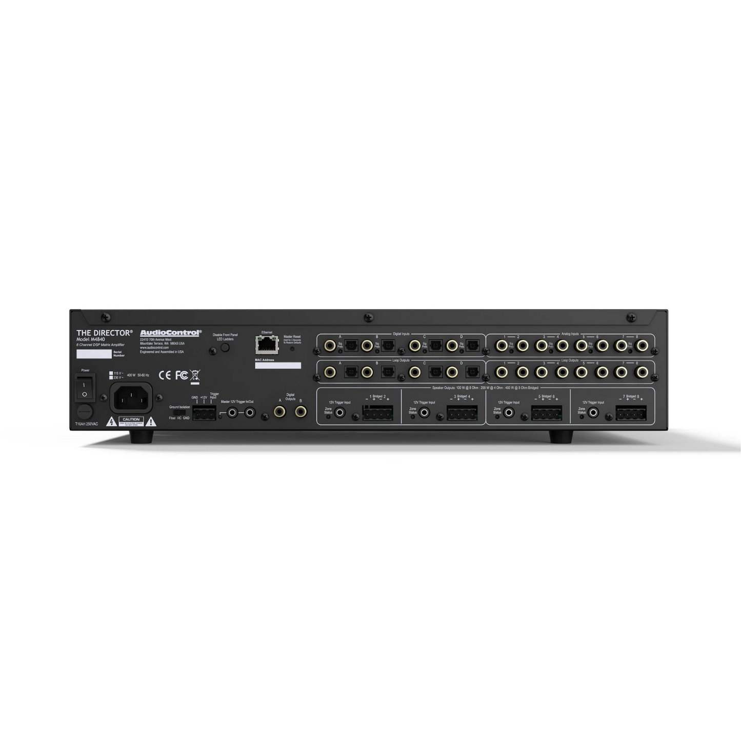 Amplificador multi zona de alta potencia, DSP & matriz de audio 8 canales 4 zonas AUDIOCONTROL DIRECTOR M4840 (unidad)