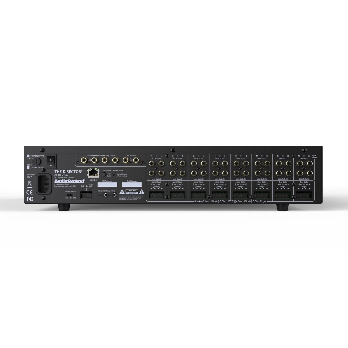 Amplificador multi zona de alta potencia, red, DSP & matriz de audio 16 canales 8 zonas AUDIOCONTROL DIRECTOR D4600 (unidad)