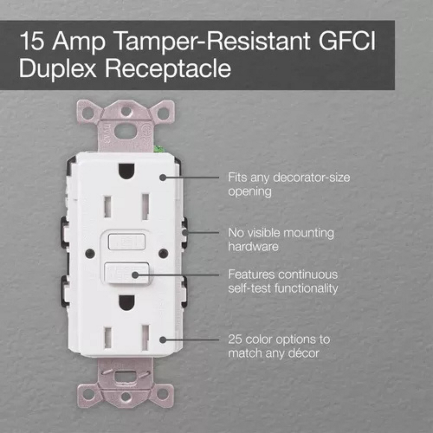 Tomacorriente doble 15A GFCI (Ground Fault Circuit Interrupter) con autoprueba LUTRON Blanca CAR-15-GFST-WH (unidad)