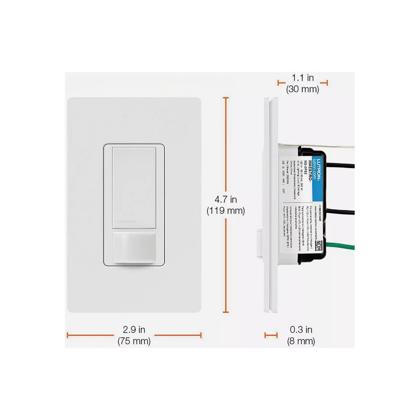 Sensor switch 5A ubicación múltiple LUTRON Blanco MS-VPS5M-WH (unidad)