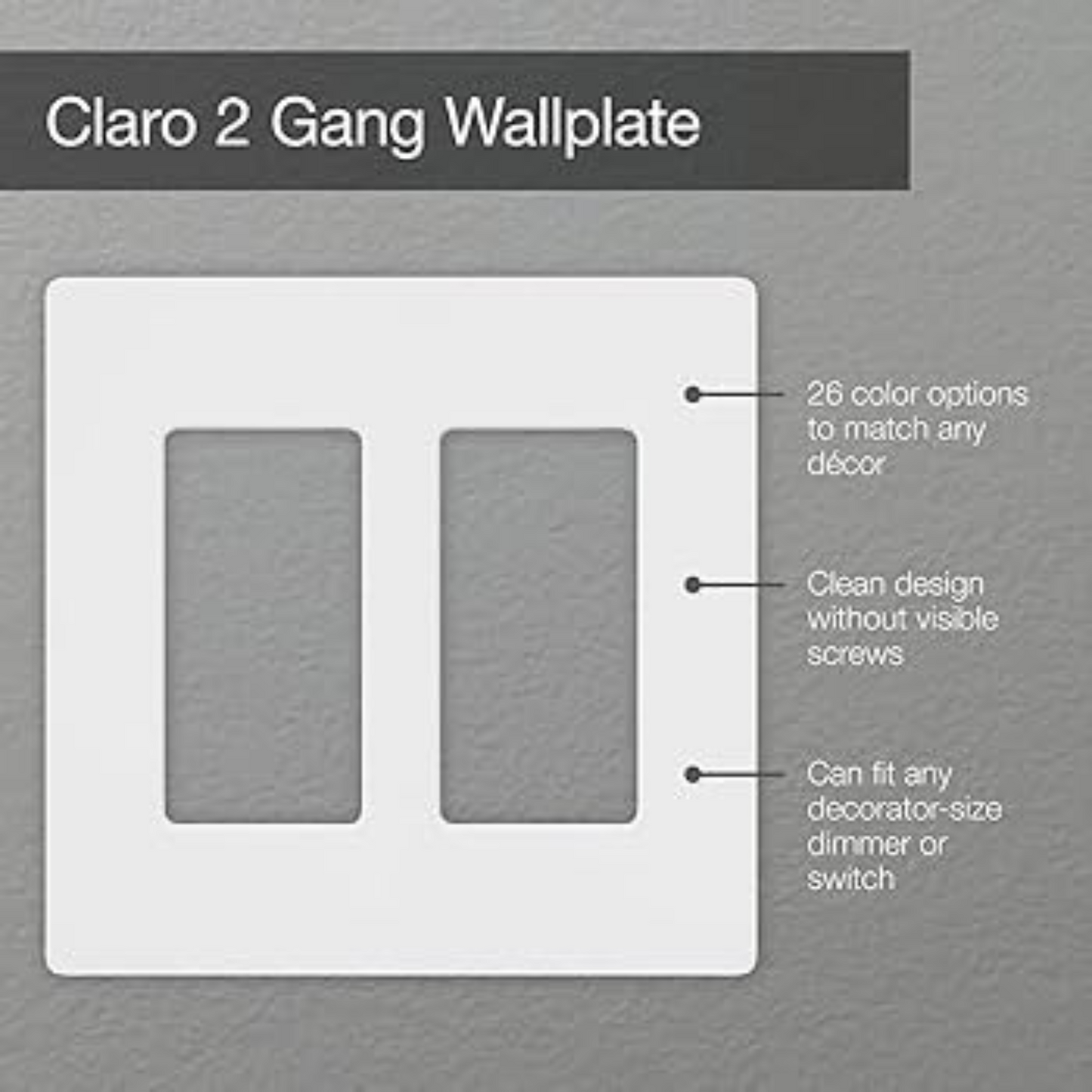 Placa frontal doble LUTRON CLARO Blanca CW-2-WH (unidad)