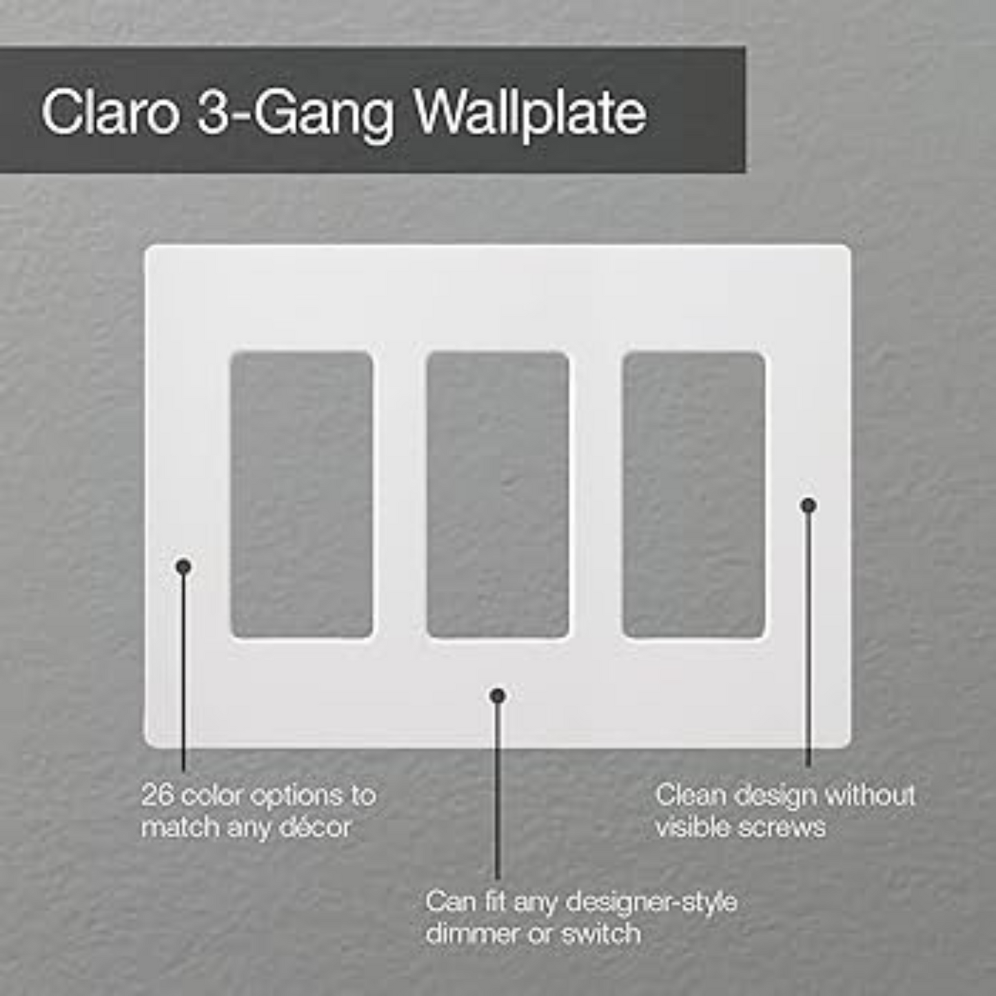 Placa frontal triple LUTRON CLARO Blanca CW-3-WH (unidad)