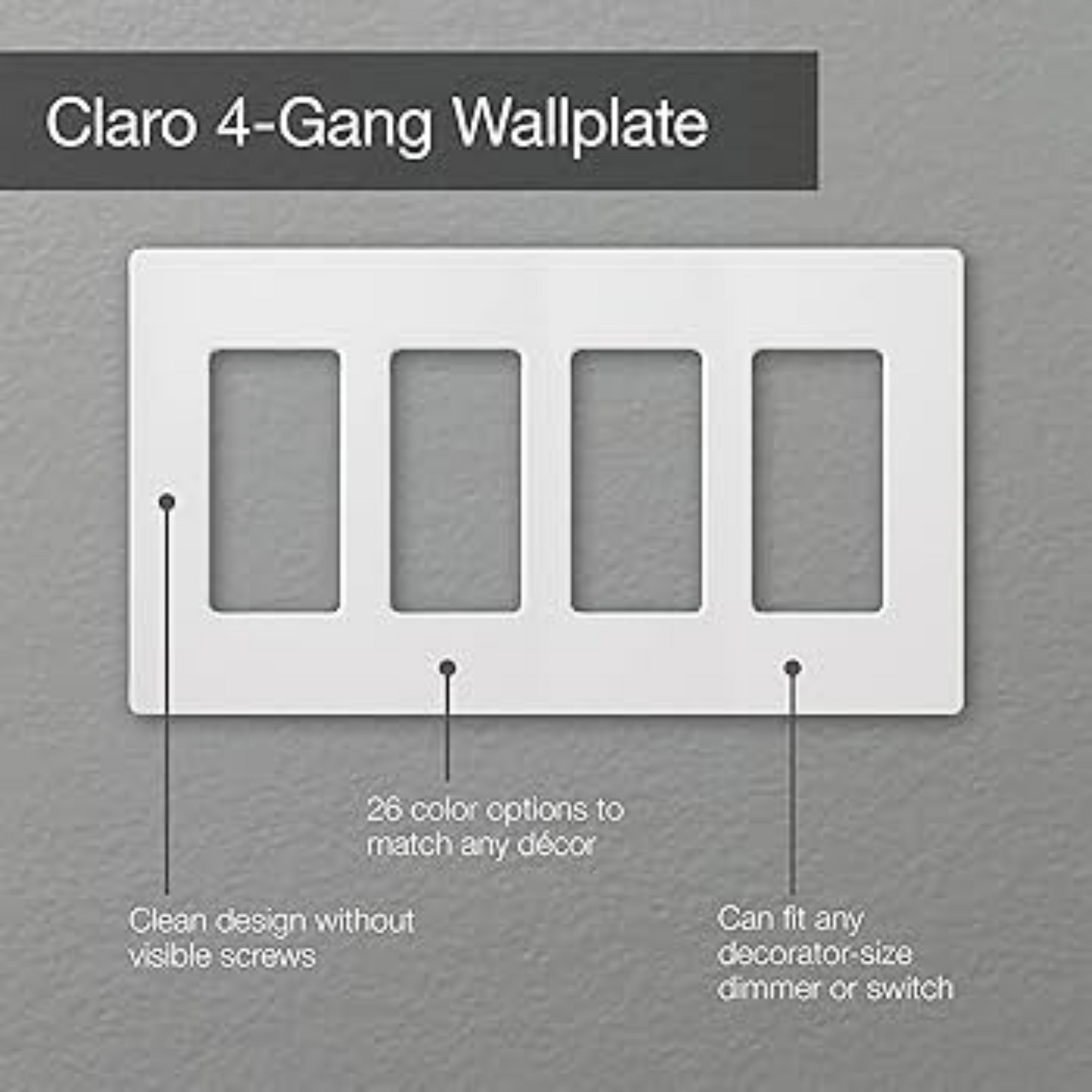 Placa frontal cuadruple LUTRON CLARO Blanca CW-4-WH (unidad)