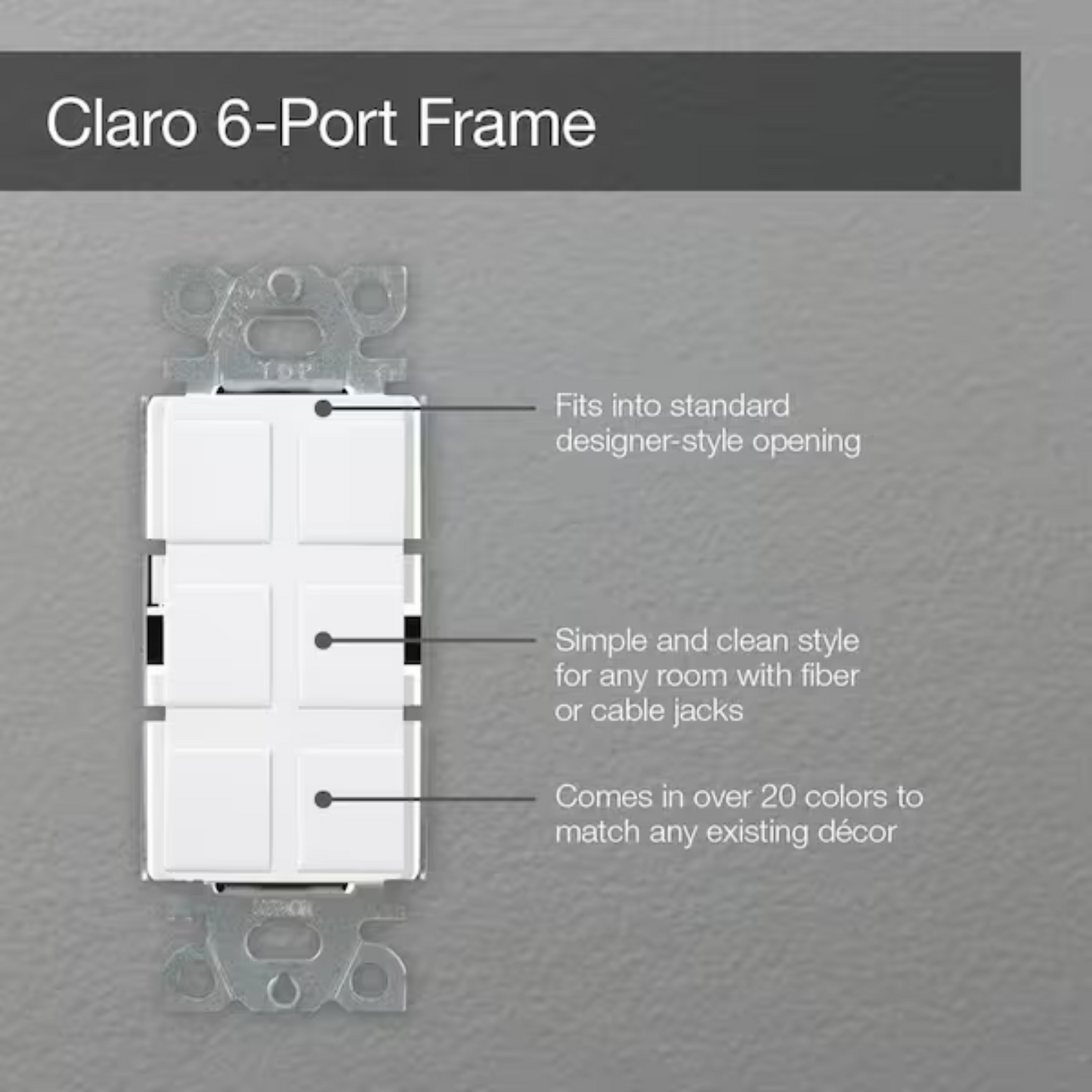 Tapa frontal 6 puertos LUTRON CLARO CA-6PF-WH Blanca (unidad)