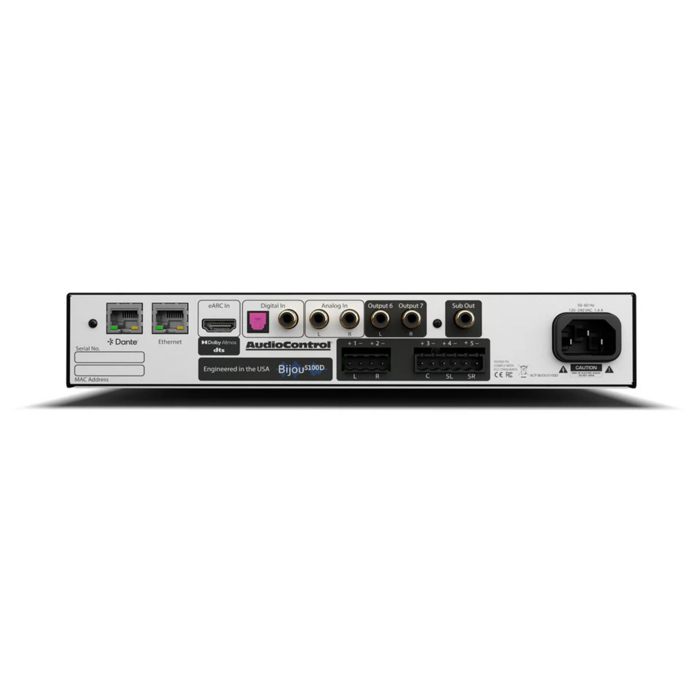 Amplificador 5.1 canales de alto rendimiento con DANTE AUDIOCONTROL BIJOU 5100D (unidad)