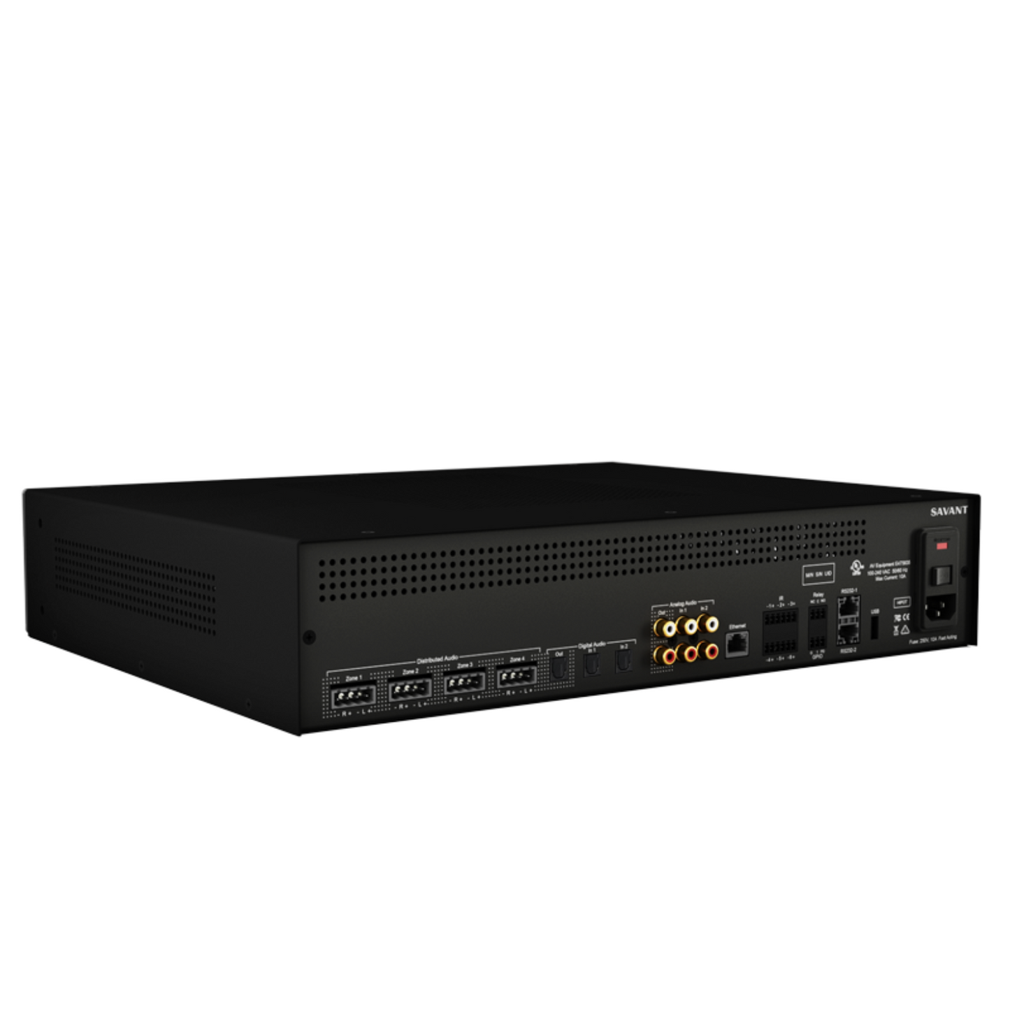 Amplificador multi zona de alta potencia, DSP & servidor de música 8 canales 4 zonas SAVANT IP AUDIO 125 WITH SAVANT MUSIC SERVER PAV-SIPA125SM-10 (unidad)