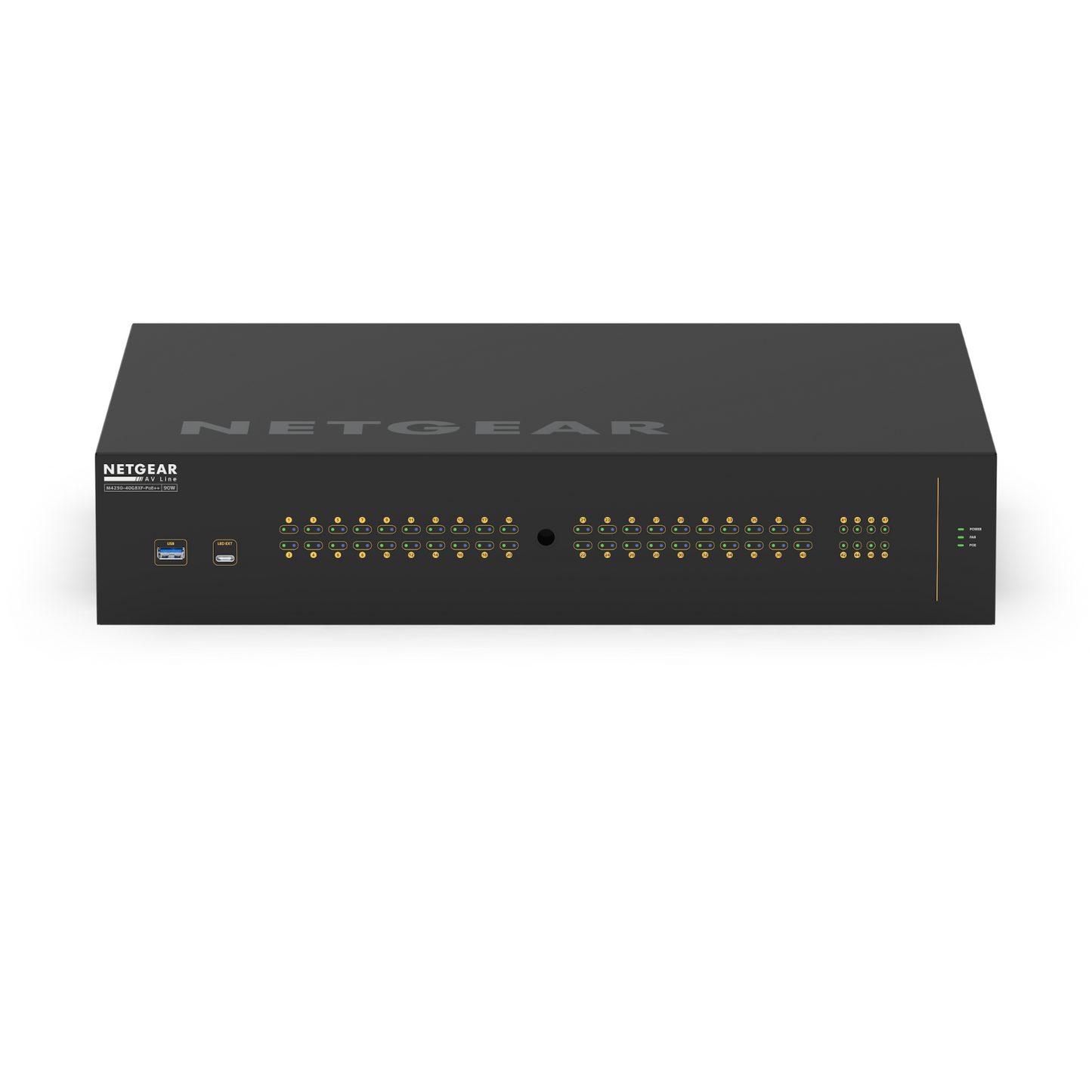 Switch de red 48 Puertos 40 + 8 AVB NETGEAR S-LINE 40+8 PORT AVB SWITCH WITH POE 2800W SS42PP-40XP8F (unidad)
