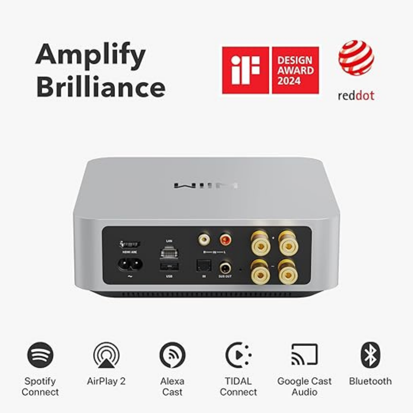 Transmisor de música & amplificador 2 canales WiiM AMP SILVER (unidad)