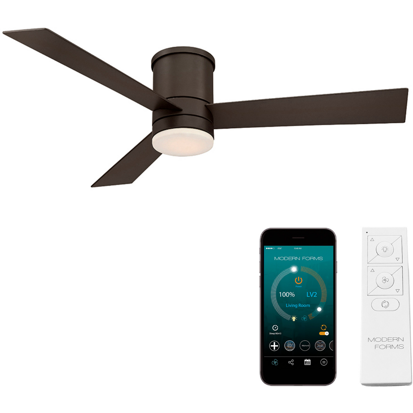 Ventilador de techo inteligente para interior o exterior MODERN FORMS AXIS CEILING FAN FLUSH MOUNT 52IN BRONZE FH-W1803-52L-BZ (unidad)