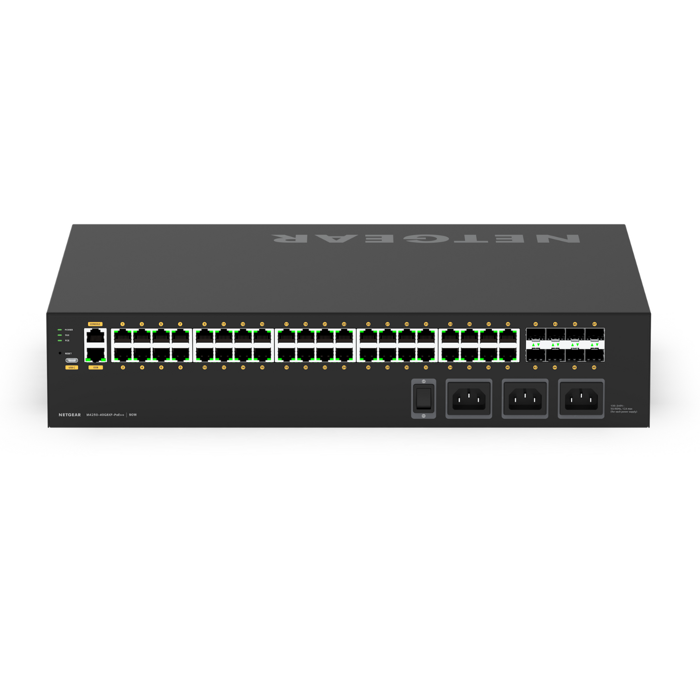 Switch de red 48 Puertos 40 + 8 AVB NETGEAR S-LINE 40+8 PORT AVB SWITCH WITH POE 2800W SS42PP-40XP8F (unidad)