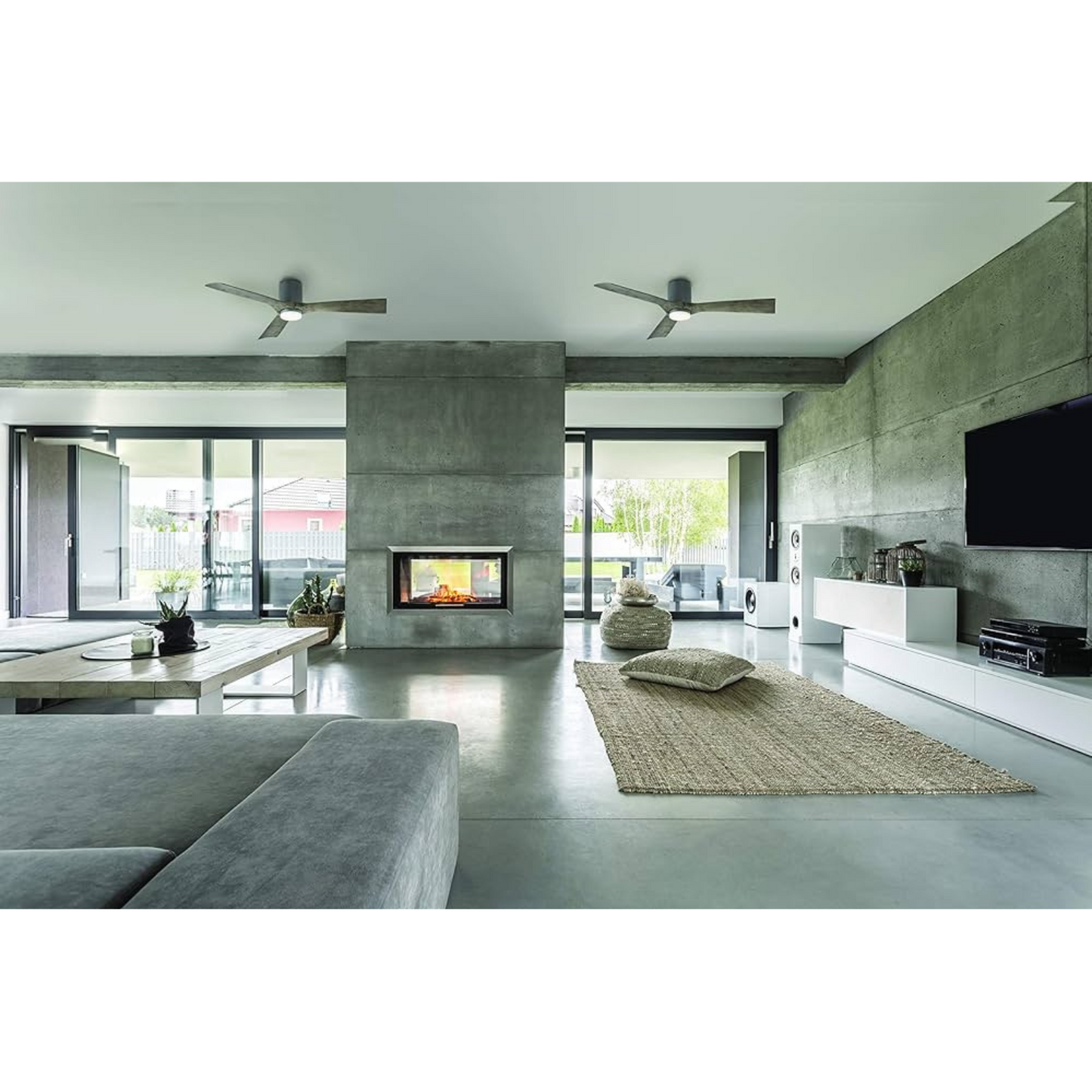 Ventilador de techo inteligente para interior o exterior MODERN FORMS AVIATOR CEILING FAN FLUSH MOUNT 54IN GRAPHITE/WEATHERED GRAY FH-W1811-54-GH/WG (unidad)