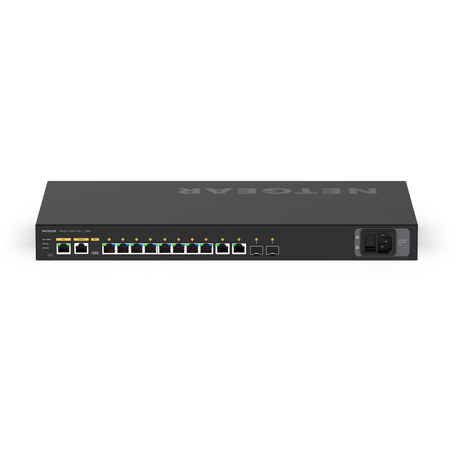 Switch de red 12 Puertos 8 + 2 + 2 AVB NETGEAR S-LINE 8+2+2 PORT AVB SWITCH WITH POE 720W SS42PP-8XP2X2F (unidad)