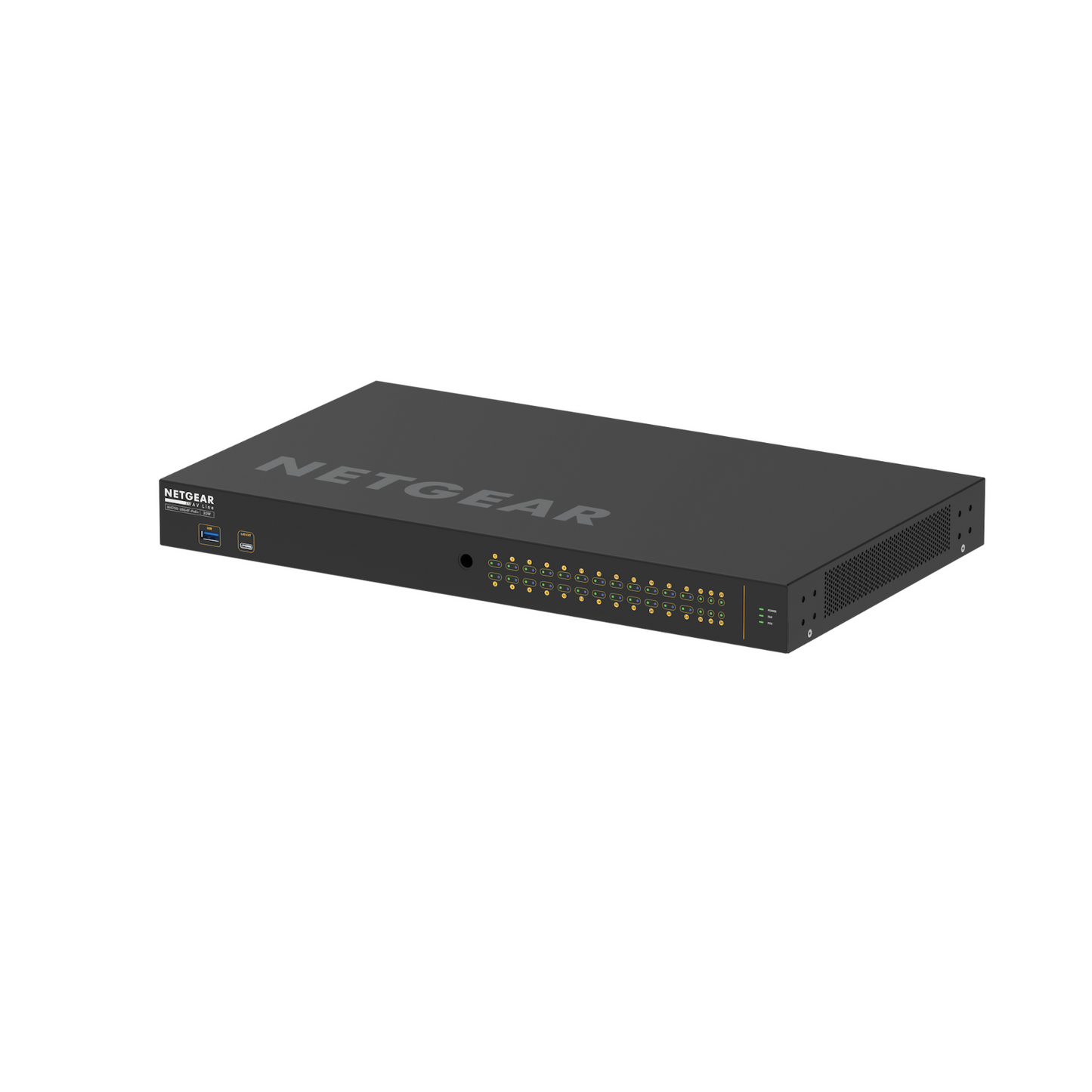 Switch de red 30 Puertos 24 + 2 + 4 AVB NETGEAR S-LINE 24+2+4 PORT AVB SWITCH WITH POE 300W SS42P-24XP2X4F (unidad)