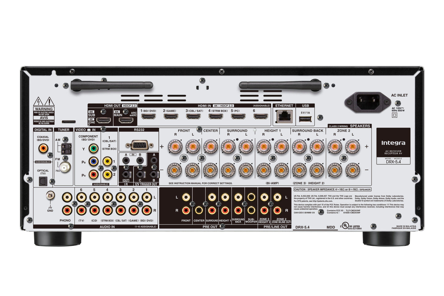 Amplificador & receptor AV 9.2 canales 3 zonas & WiFi INTEGRA DRX-5.4 (unidad)