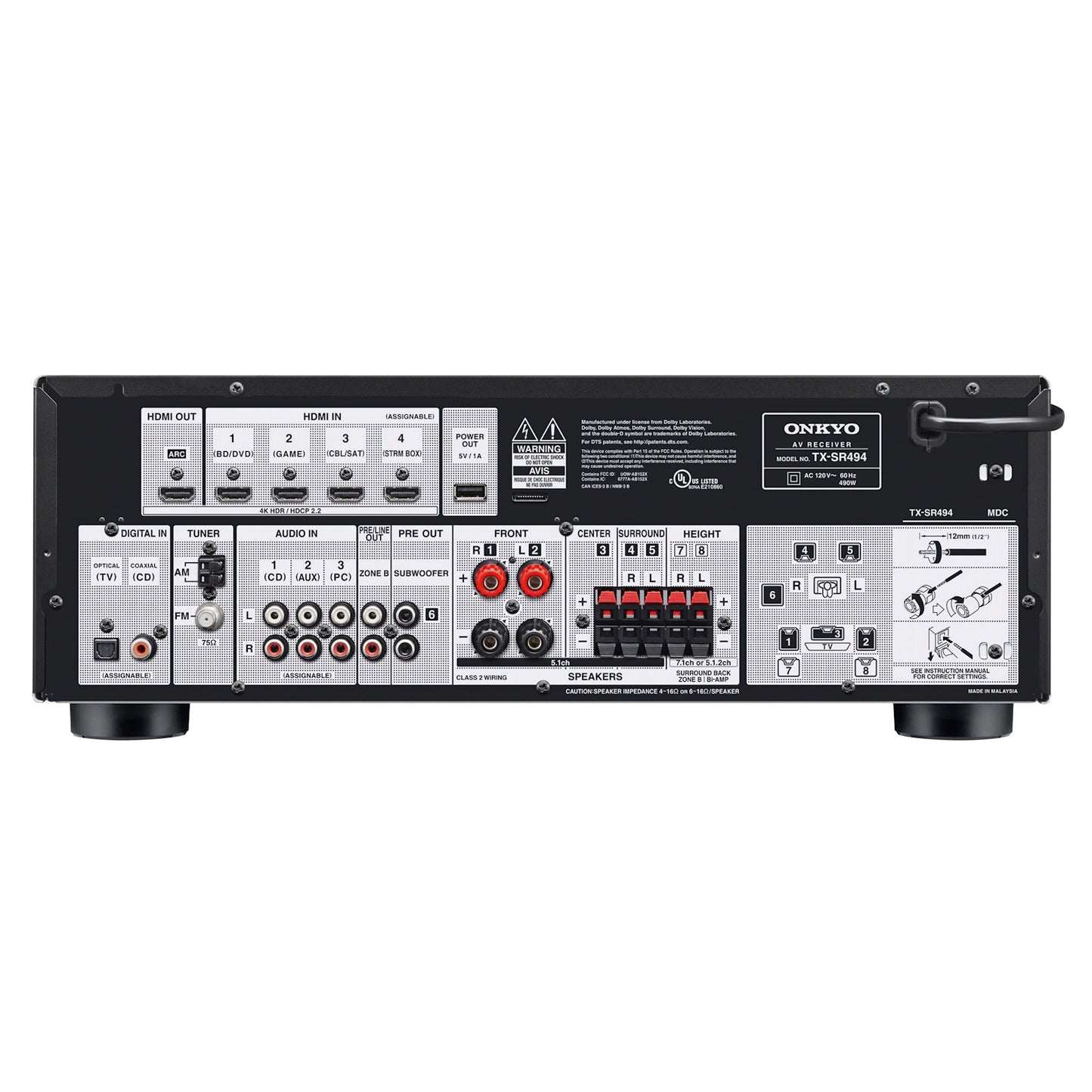 Amplificador & receptor AV 7.2 canales ONKYO TX-SR494 (unidad)