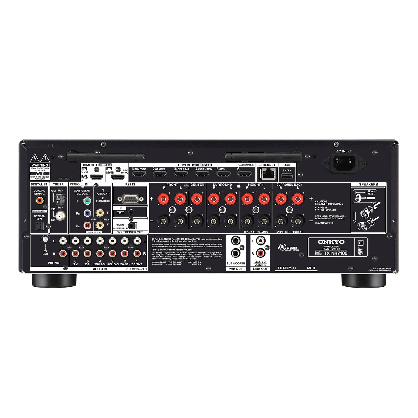 Amplificador & receptor AV 9.2 canales 3 zonas, WiFi & THX certificado ONKYO TX-NR7100 (unidad)
