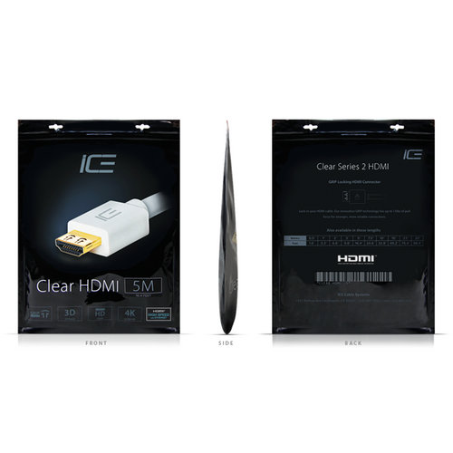 Cable HDMI de Alta Velocidad & Ethernet ICE CABLE Clear HDMI S2 18g 15 metros Blanco (unidad)