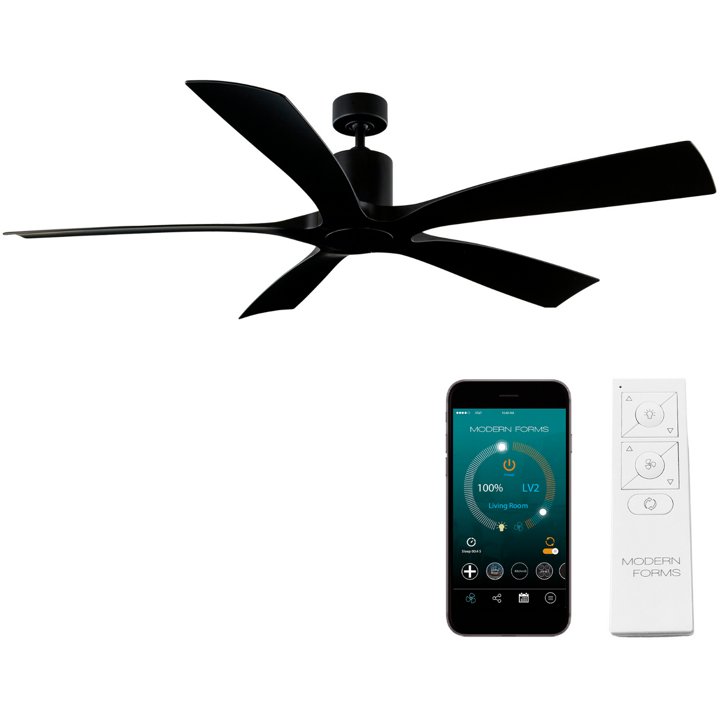 Ventilador de techo inteligente para interior o exterior MODERN FORMS AVIATOR 70 CEILING FAN 70IN MATTE BLACK FR-W1811-70-MB (unidad)