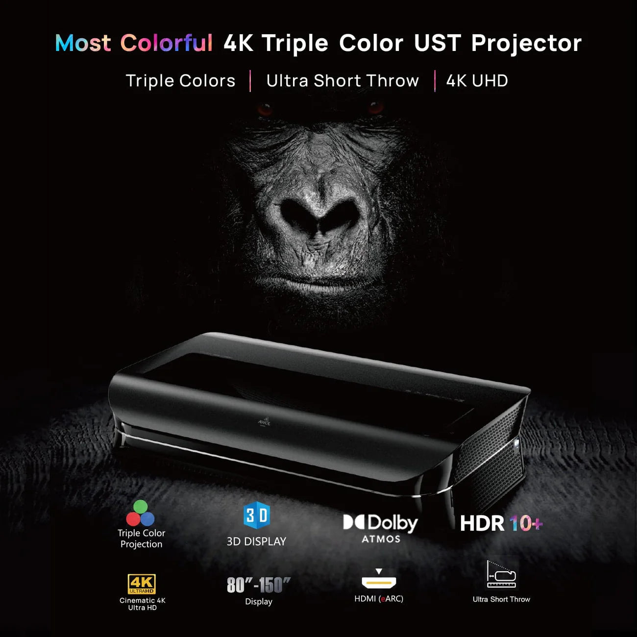 Proyector Láser 4K, 3D, RGB, Tiro Ultra Corto AWOL LTV-2500 (unidad)