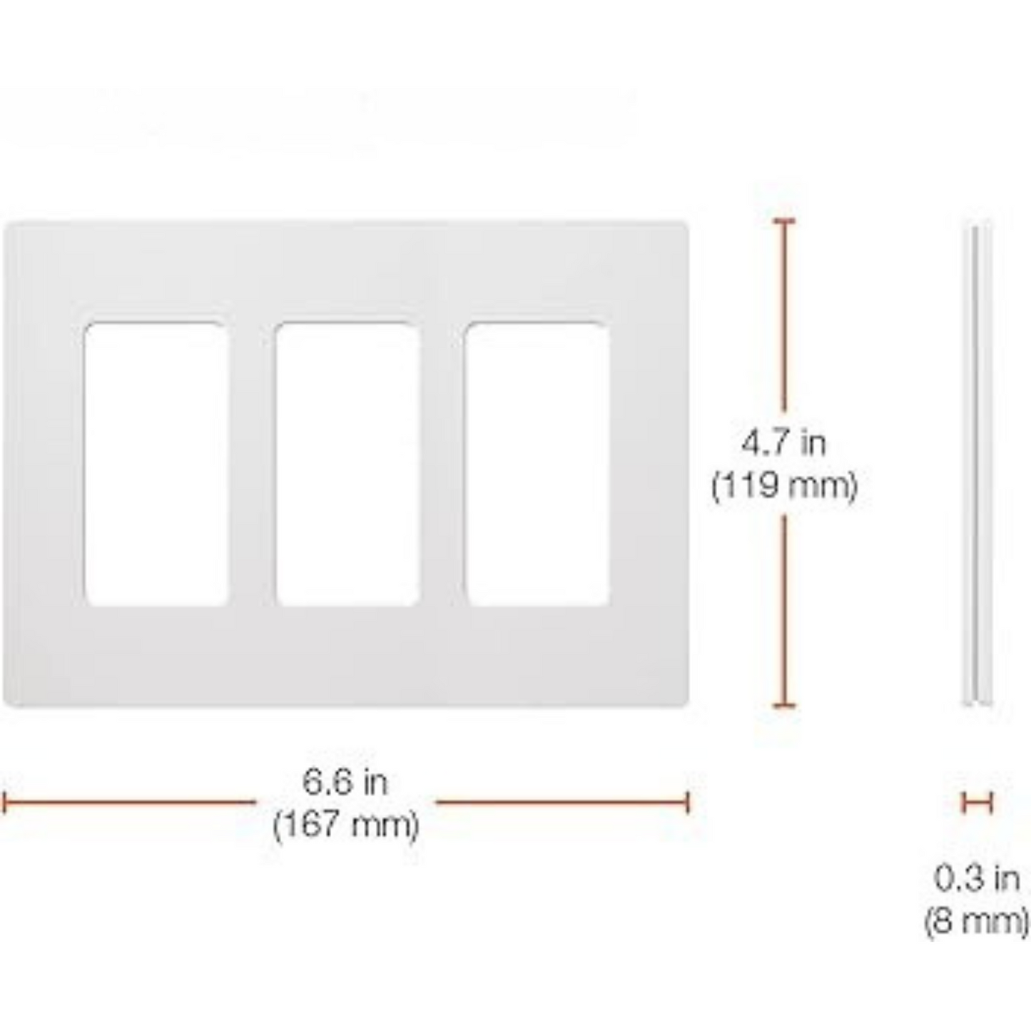Placa frontal triple LUTRON CLARO Blanca CW-3-WH (unidad)