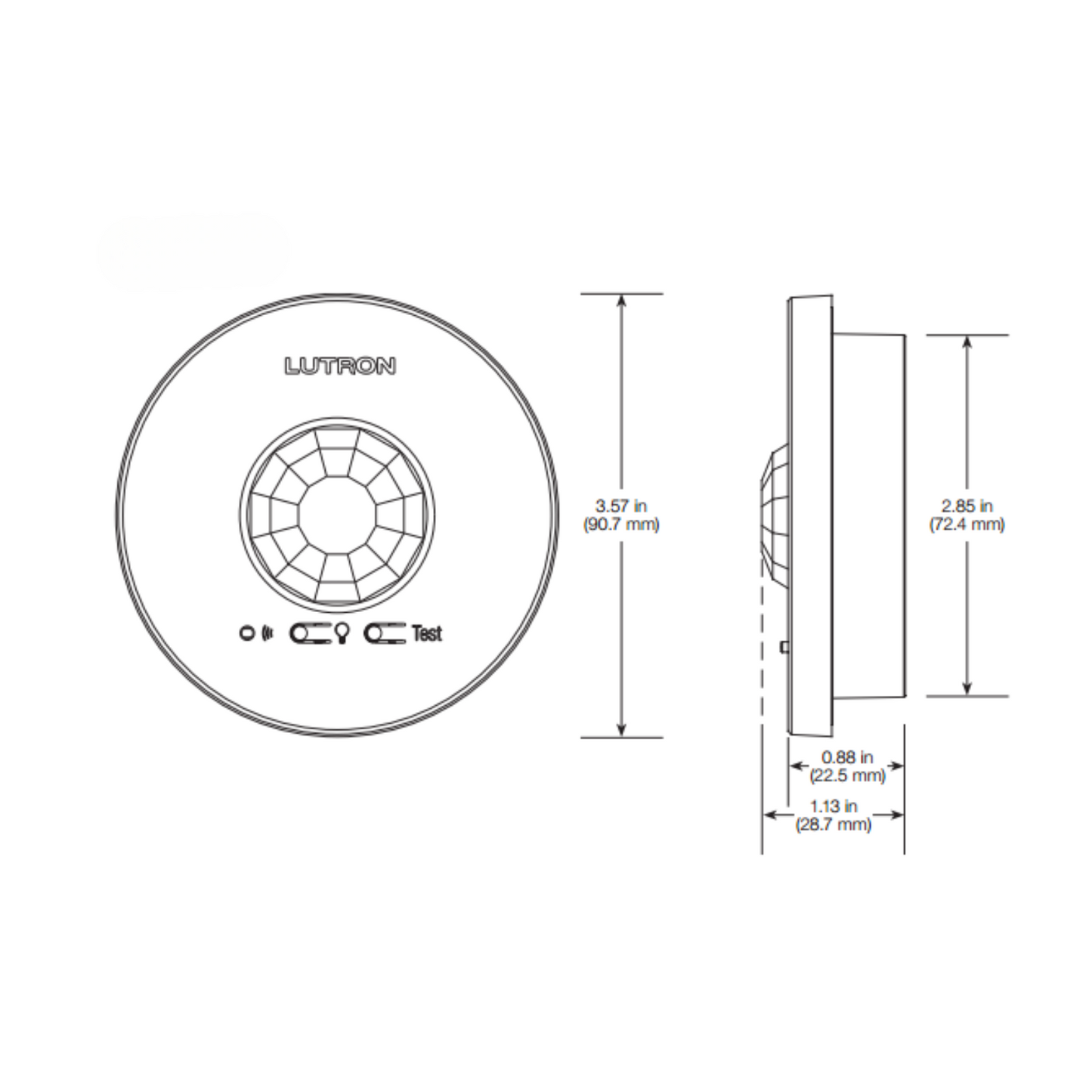 Sensor de ocupación inalámbrico techo LUTRON LRF2-OCR2B-P-WH (unidad)