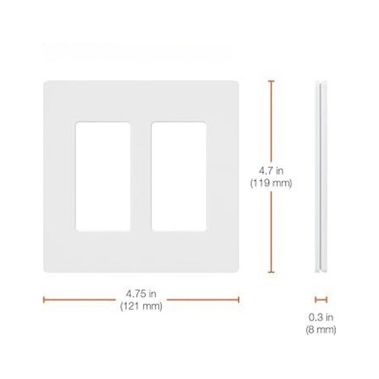 Placa frontal doble LUTRON CLARO Blanca CW-2-WH (unidad)