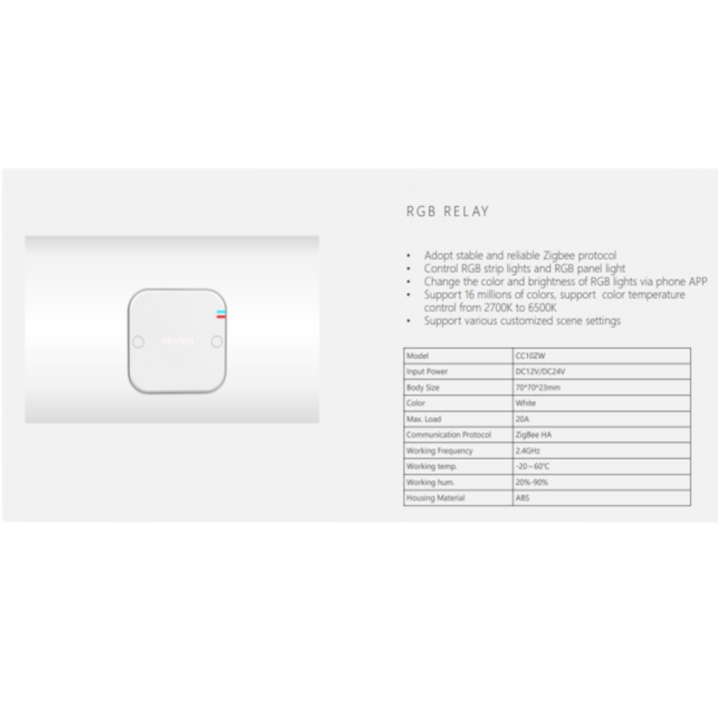 Controlador inteligente RGB ORVIBO CC10ZW (unidad)