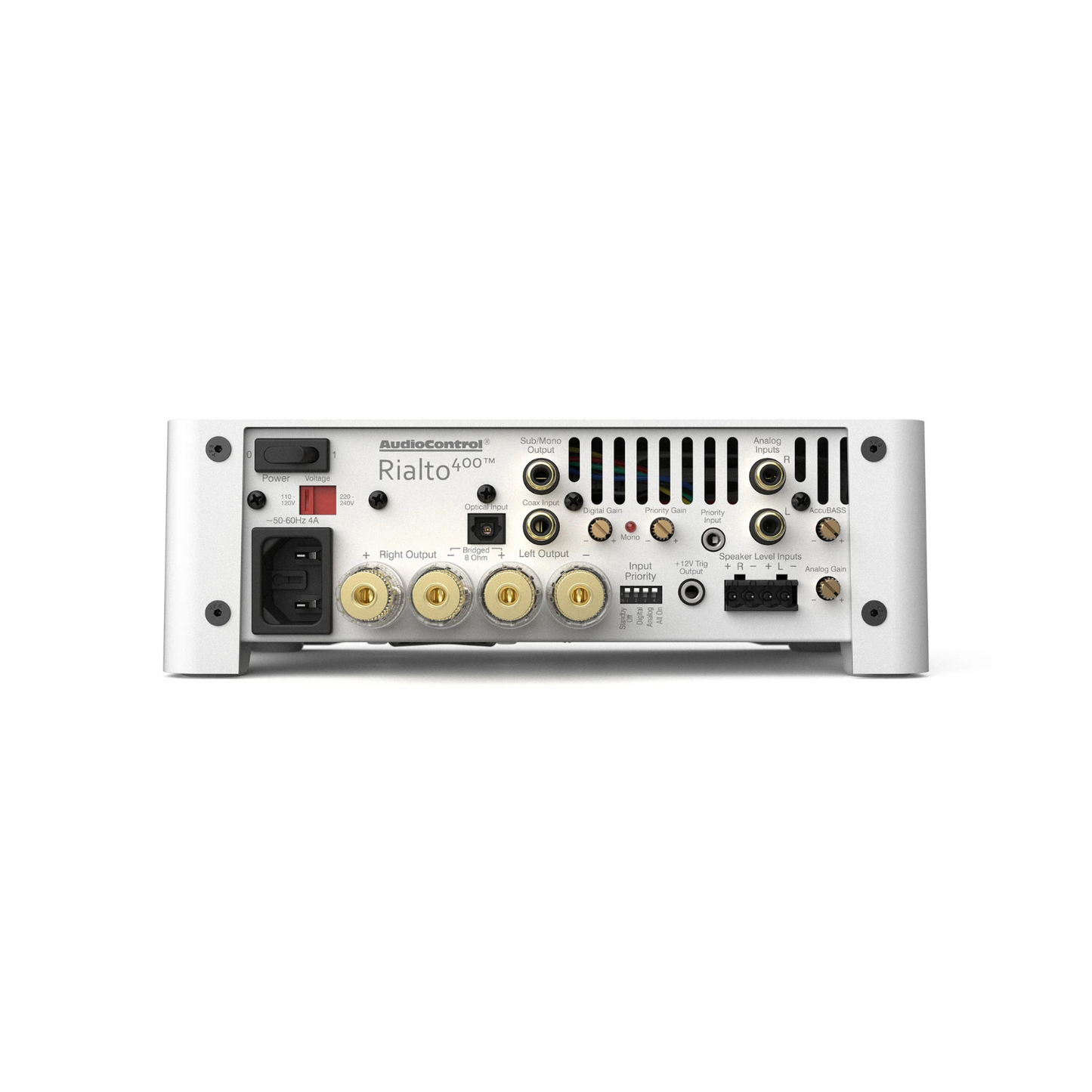 Amplificador compacto 2.1 canales & DAC (Digital to Analog Converter) AUDIOCONTROL RIALTO 400 Blanco (unidad)