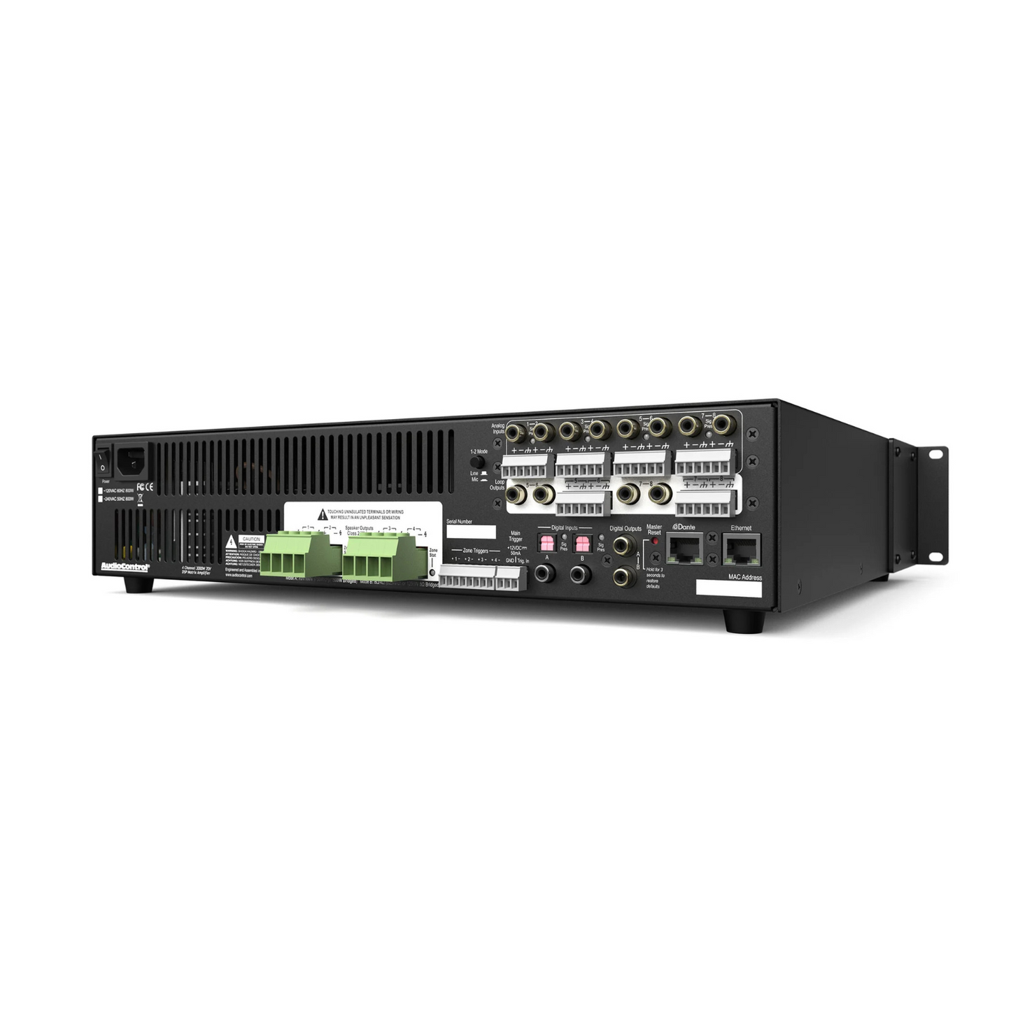 Amplificador de alta potencia, DSP, modo dual 70V & DANTE 4 canales AUDIOCONTROL CM4-750D (unidad)