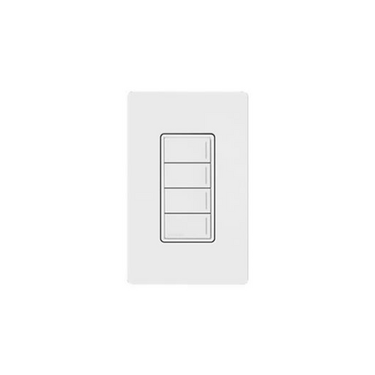 Botonera cuádruple híbrida LUTRON SUNNATA RF Blanca RRST-HN4B-WH (unidad)