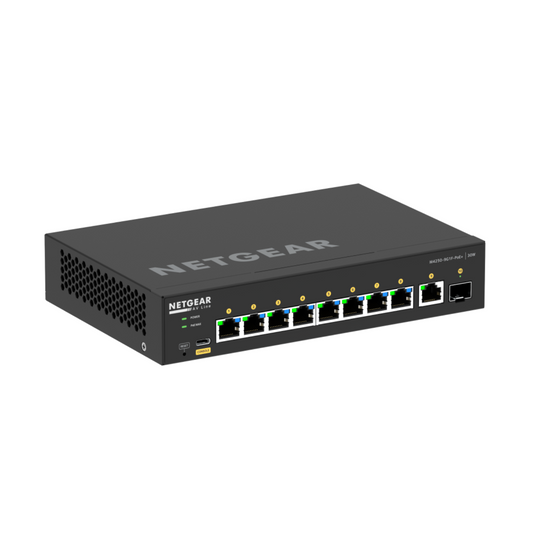 Switch de red 10 Puertos 8 + 1 + 1 AVB NETGEAR S-LINE 8+1+1 PORT AVB SWITCH WITH POE 110W SS42PD-8XP1X1F (unidad)