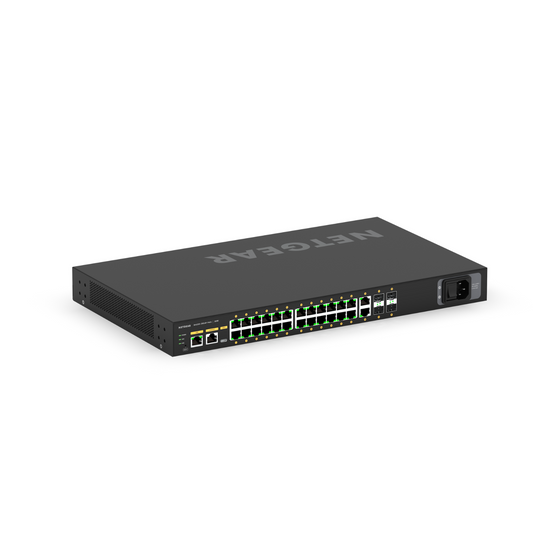 Switch de red 30 Puertos 24 + 2 + 4 AVB NETGEAR S-LINE 24+2+4 PORT AVB SWITCH WITH POE 300W SS42P-24XP2X4F (unidad)
