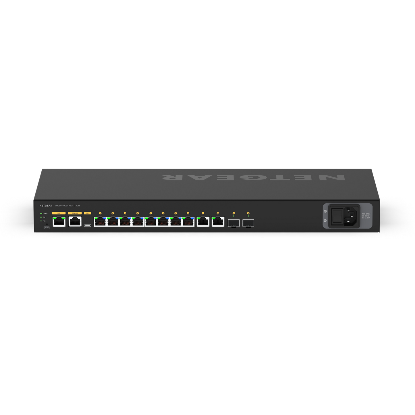Switch de red 12 Puertos 8 + 2 + 2 AVB NETGEAR S-LINE 8+2+2 PORT AVB SWITCH WITH POE 125W SS42P-8XP2X2F (unidad)