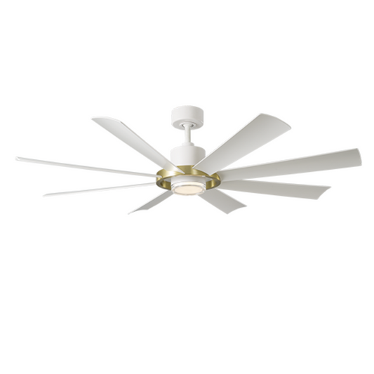 Ventilador de techo inteligente para interior o exterior MODERN FORMS AURA CEILING FAN 60IN CS SOFT BRASS/MATTE WHITE FR-W2303-60L-SB/MW (unidad)